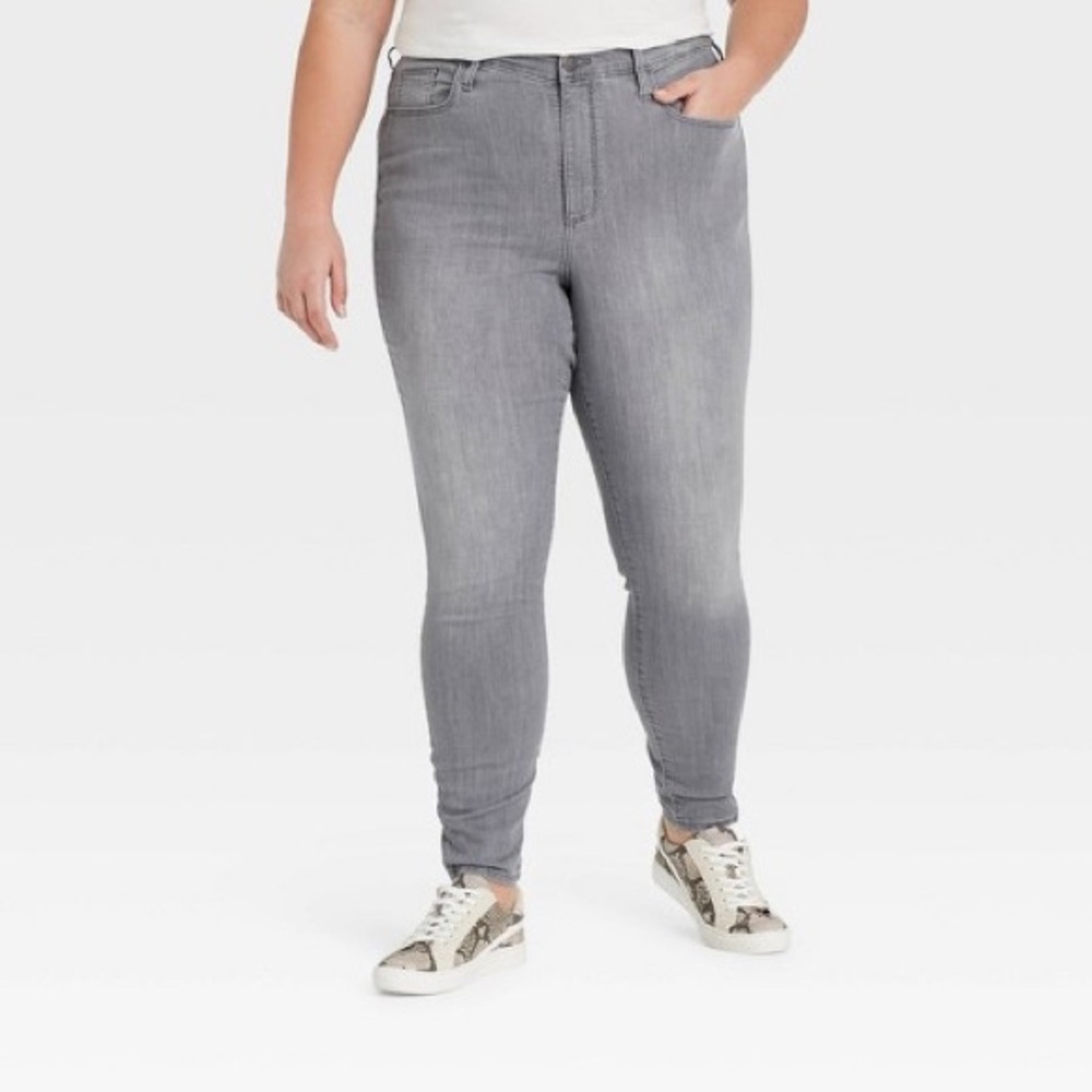 Women's High-Rise Skinny Jeans - Light Gray Size 16